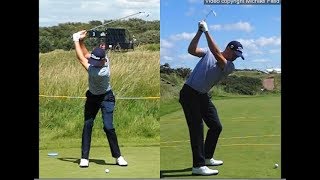 Justin Thomas golf swing  Long Iron faceon amp downtheline July 2017 [upl. by Syl]